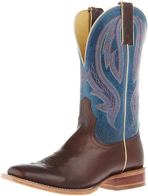 Tony Lama Womens Brown Cowhide 11In Blue Cowhide Top Boot