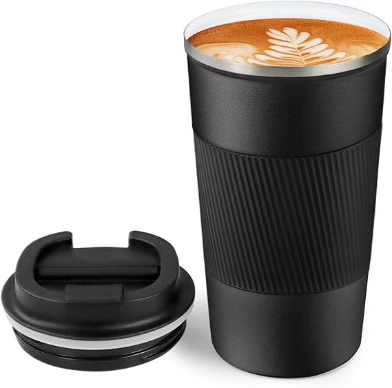 18oz Mug with Ceramic Coating Inside, Insulated Coffee Mug with Lid, Leak Proof Coffee Travel Mug, Travel Coffee Mug Fits in Car Cup Holder