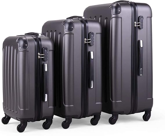 3-Piece Luggage Expandable Lightweight Travel Suitcase Set with Code Lock, Spinner Wheels, 20/24/28 Inches, Gray