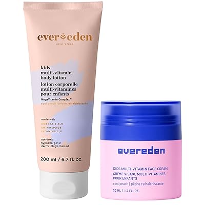Evereden Multi-Vitamin Kids Face Cream & Kids Multi-Vitamin Body Lotion: Cool Peach - Clean and Non-Toxic Skin and Body Care Products | Skin Care for Children