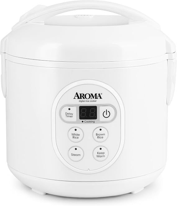 Aroma 8-Cup (Cooked) Digital Rice Cooker and Food Steamer, White by Aroma Housewares