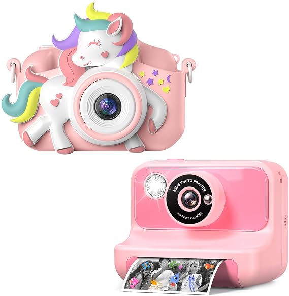 Kids Camera Instant Print, Kids Camera 1080P HD Video Digital Camera, Birthday Gifts Toys for Girls and Boys for 3-12 Years Old, Toddler Camera with Print Paper & 32G Card