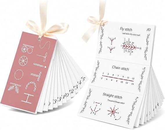 Creative Mini Sewing Book 2 PCS- Sewing Book for Beginners, Paper Embroidery Cards Kit,Stitch Learning Craft Kit for Adults