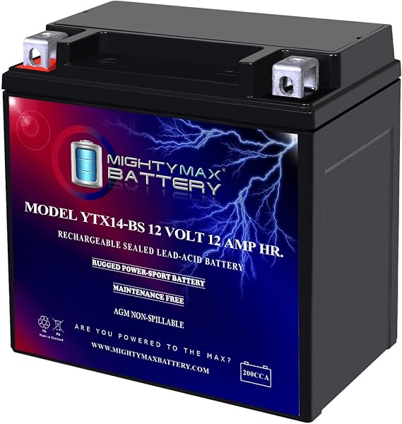 Mighty Max Battery YTX14-BS Replacement Battery for Motocross YTX14-BS
