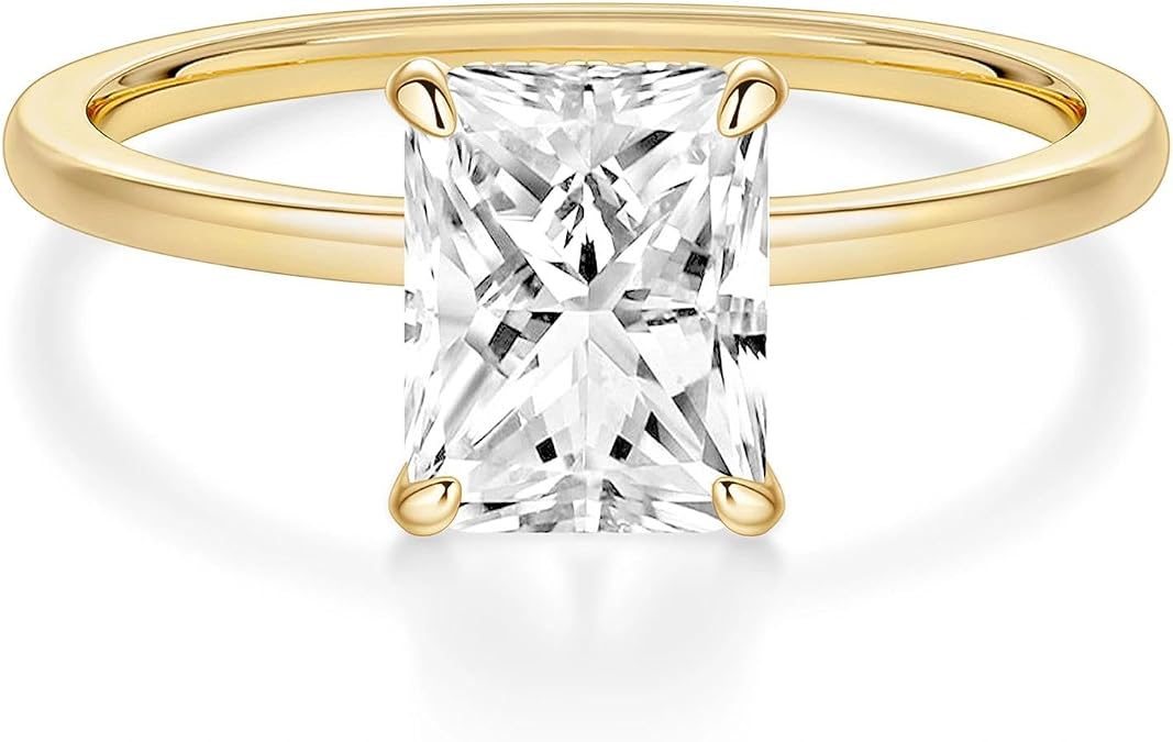 EAMTI 925 Sterling Silver Engagement Rings for Women Radiant Cut