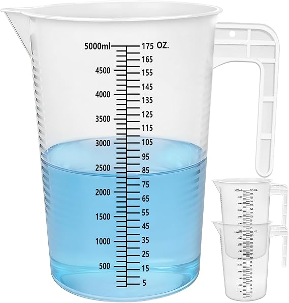 Artcome アートカム 3個パック 5000ml ミキシングピッチャー 飛散防止 プラスチック製計量ピッチャー ブラックスケール 1.3ガロン 大型目盛りピッチャー フードサービス カフェテリア 家庭用
