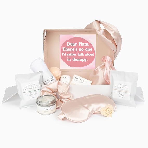 Dear Ava Spa Gifts for Women | Organic Self Care luxury Anti Stress Relaxing Bath and Body Kit Set Basket Box for Her with Heartfelt Card - Premium Spa Gift Boxes for Mom