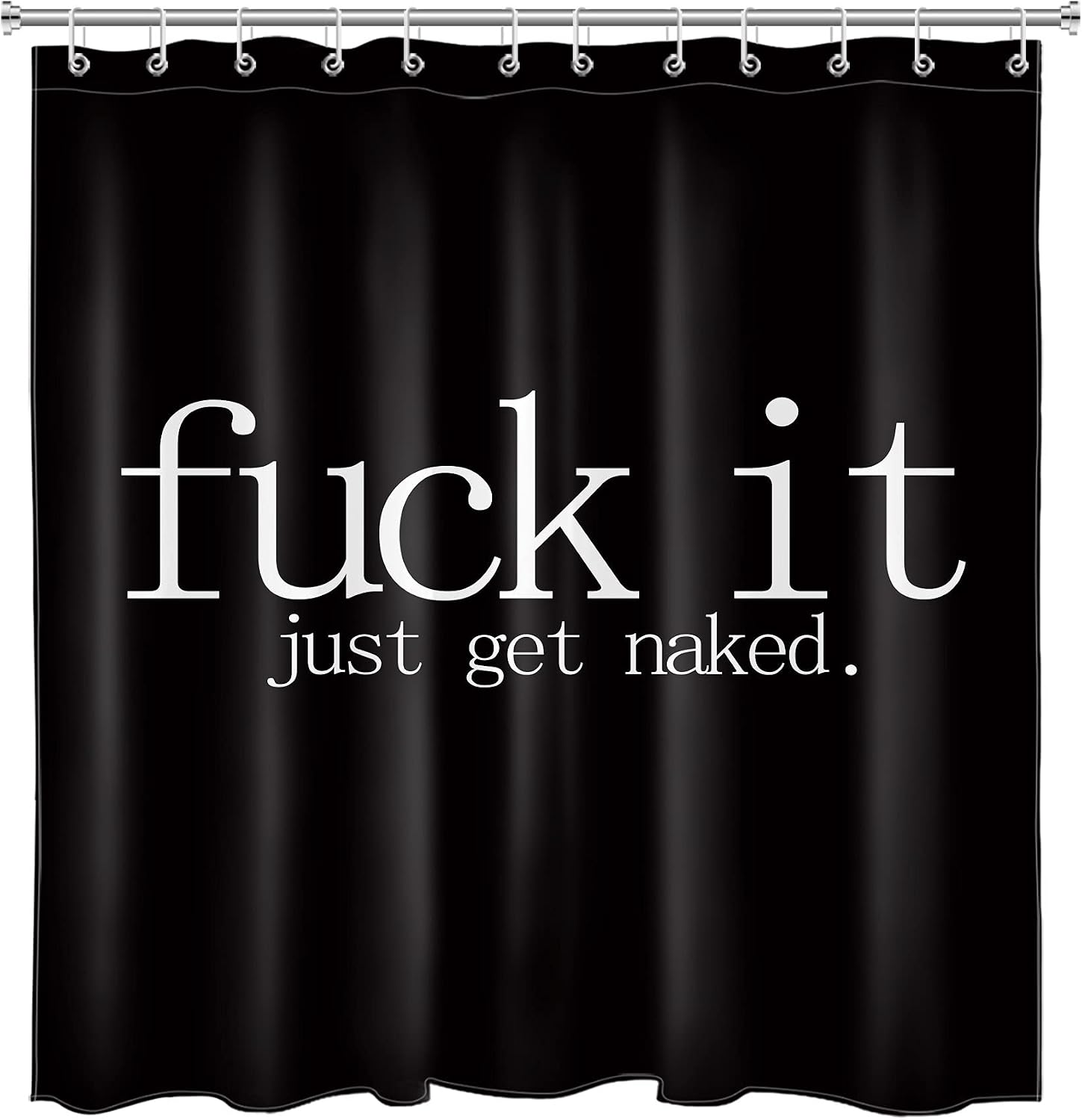 LB Get Naked Shower Curtain Black and White Font Quotes Funny Get Named Shower Curtain,Bathroom Set with Hooks 72x78 inch Waterproof Polyester Fabric Bath Curtain