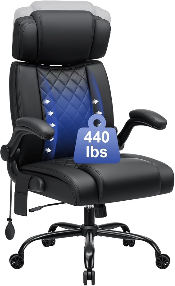 HOFFREE Comfy Computer Chair with Adjustable Lumbar Support (Black)