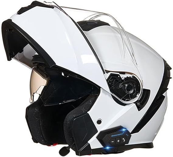 Bluetooth Modular Motorcycle Helmet Integral Flip-Up Helmets With Double Visor Motorcycle Scooter Helmet For Men And Women DOTECE Approved Full Face Motorbike Helmets