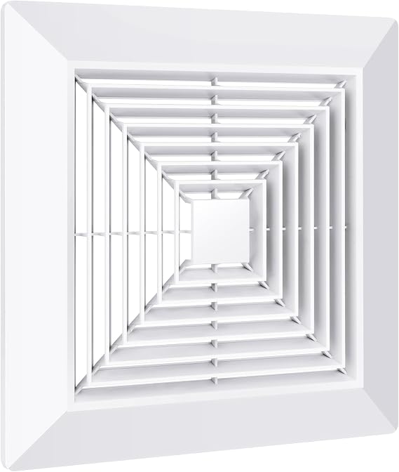 Bathroom Exhaust Fan Cover White Ceiling Fan Grille with Springs Replacement for Square Ceiling, Wall-Mount Exhaust Fan, Bathroom Ceiling Fan Grille, Air Diverter (12x12 Inches)