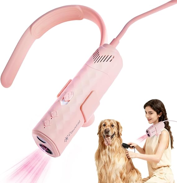 Dog Dryer for Pet Grooming,Pet Neck-Hanging Hair Dryer,Alternating Hot and Cold Airflow.Handheld & Hands-Free.Low-Noise, Ultra-Lightweight.High Wind Speeds.Adjustable Heat & Speed
