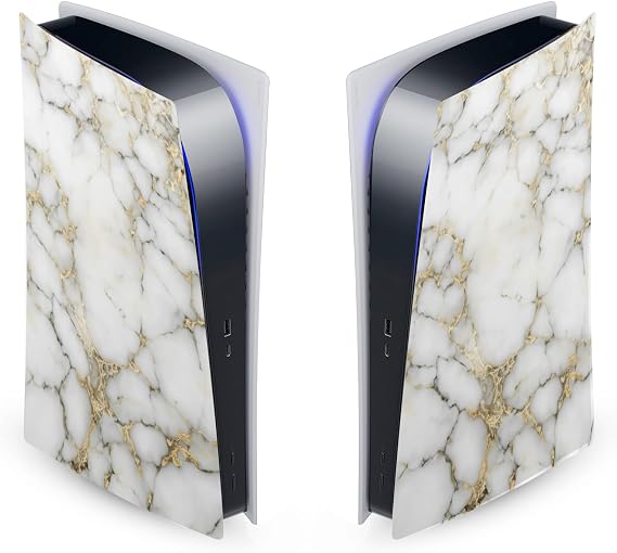 Head Case Designs White and Gold Marble Vinyl Faceplate Sticker Gaming Skin Decal Cover Compatible With Sony PlayStation 5 PS5 Digital Edition Console