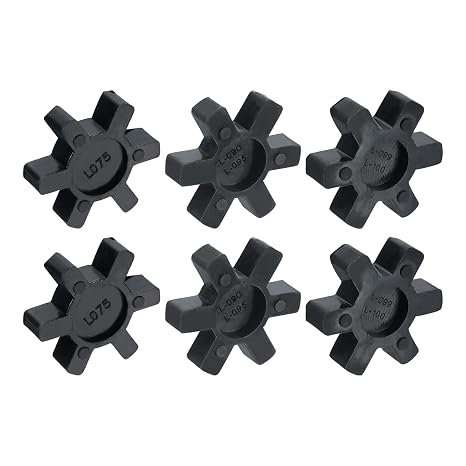 sourcing map 6pcs L075/L095/L100 Jaw Coupling Insert, Flexible Solid Type NBR Rubber Jaw Coupling Center Inserts for L Jaw Coupling L-Jaw Coupler Set, Black