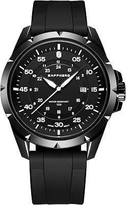 SAPPHERO Mens Watch Military Sports Watch 50M Water Resistant Luminous Pointer 3 OClock Date Window Durable Adjustable Nylon Strap Casual Watch for Men