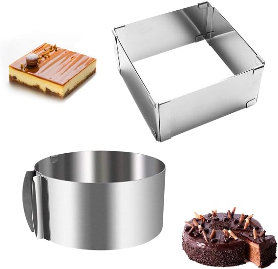 2 pack Cake Ring Mould with Scaling,Adjustable Baking Frame From 6-12inch