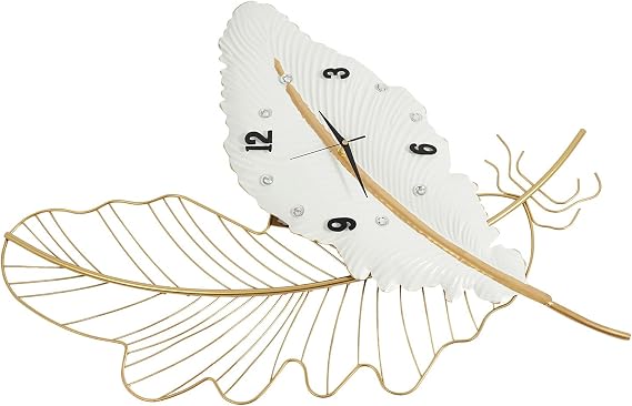 Large Wall Feather Decorate Clock, 30.71Inch Modern Style Art Clock, Creative Decorative Clock for Living Room, Entrance, Office, Study, Bedroom, Dining Room