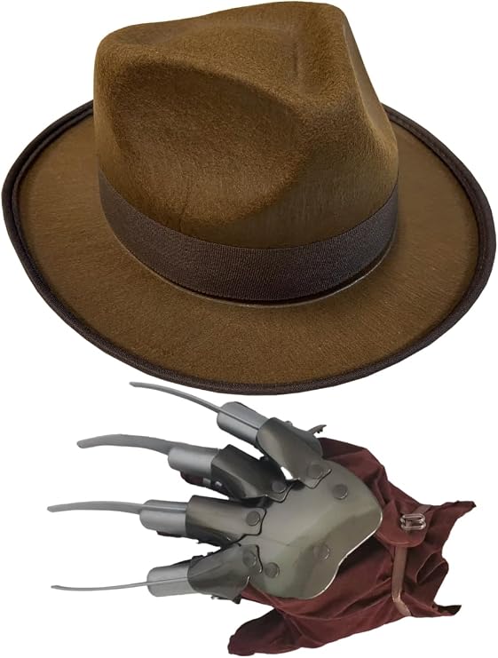 Nightmare Creep Fright Glove And Fedora Costume Accessory Set