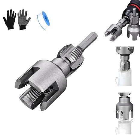 2025 New Dual-Function Pipe Thread Cutting Tool, Integrated Internal & External Pipe Threading Tool, Electric Drill Compatible PVC Pipe Threader Kit, 1/2" 3/4" Dies, for Home Repair (3/4")