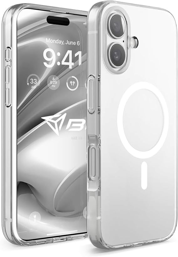 Babilden iPhone 16 Plus İçin Kılıf Magsafe İle Uyumlu Şeffaf Sert Kristal Mika Sararmaz Telefon Kılıfı
