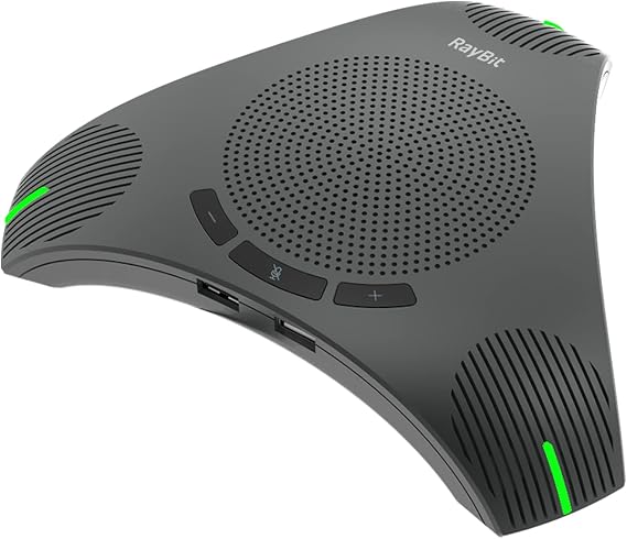 USB Speakerphone with Dual Hub - Conference Room Omnidirectional Microphone and Speaker, Computer Speakers with Microphone for Home Office, 360 Voice Pickup & Noise Reduction Mics for 8-10 People