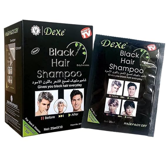 Dexe Black Hair Shampoo,Instant Hair Dye, Natural Ingredients (black)