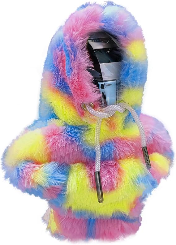 Car Shift Knob Hoodie, Plush Gear Shift Cover, Colorful Hoodie Style, Universal Fit for Manual and Automatic Cars, Universal Automotive Accessories Interior (Pink)