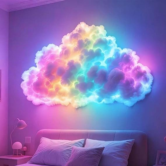 DIY Thundercloud LED Light, 200CM RGB Thunder Cloud Light for Bedroom Cool Stuff, Music Syncs Thundercloud Wall Lamp USB Powered, Adjustable Thunder Cloud Night Atmosphere Lights, for Home Wall Decor