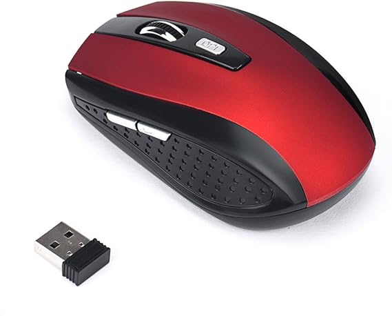 Wireless Mouse, 2.4G Gaming Mouse, Cordless Mouses with USB Receiver | for Laptop, PC, Desktop, Notebook, Work from Home Essentials, Portable Computer Mouses, Cool Stuff (Red)
