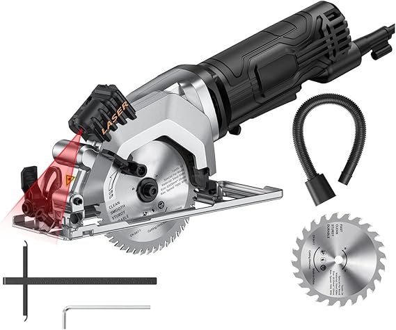 Electric Circular Saw with Cutting Guide 4.8 Amp 4-1/2 Inch 3500RPM Handheld Circular Saws for Wood Tile and Plastic Cuts,DIY Tools