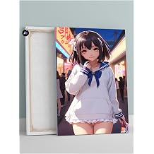 Postermanya (pster526) Beyazlı Anime Kızı Manga Anime Kanvas Tablo 21 x 30