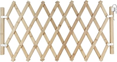 Expandable Wooden Accordion Dog Gate, Small Medium Pet Dog Retractable Gate Safety Protection for Doorway Stairs Safety Patio Garden Lawn L