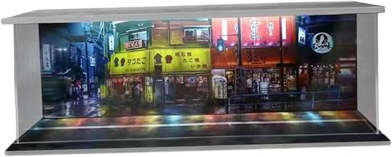 Amagogo 1:64 Scale Parking LED Display Case Collectibles Storage Box Simulation Street Scene for Model Cars Diorama Collection Japanese