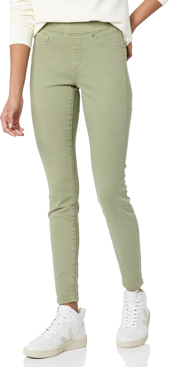 Amazon Essentials Women's Skinny Fit Mid-Rise Stretch Pull-On Jegging with Pockets, Light Sage Green, 6