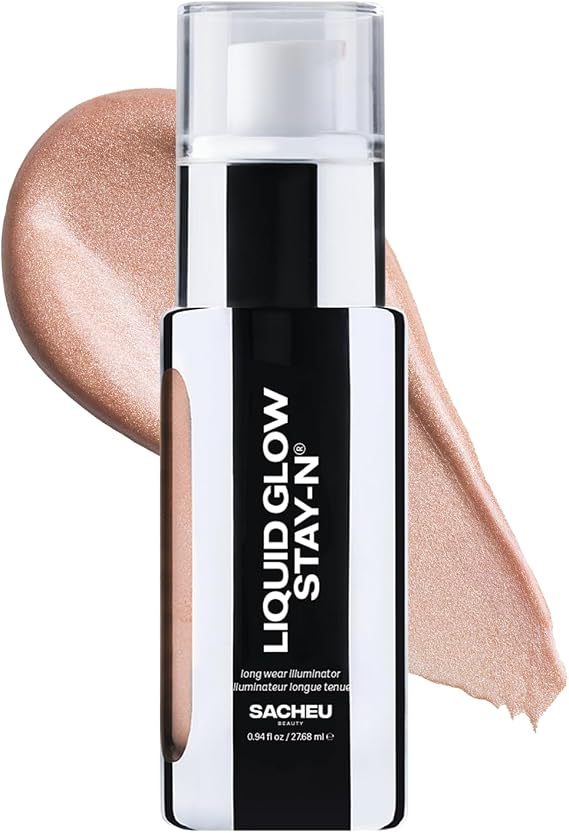 Sacheu Liquid Glow STAY-N Highlighter, Illuminator & Bronzer, Aura Glow