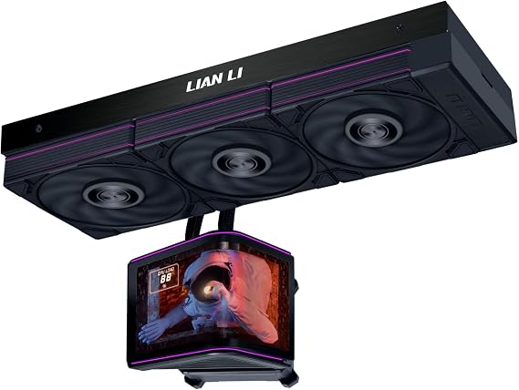 Lian Li HydroShift II OLED Kavisli 360 UNI Vantilatör P28 AiO Sıvı Soğutucu, 360 mm, OLED Ekran, P28 Fan - Siyah