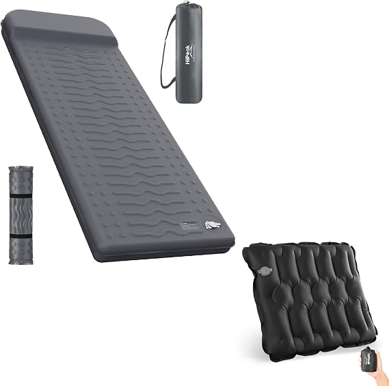 HiiPeak Compact Mempry Sleeping Pad and Inflatable Seat Cushion(Grey and Black)