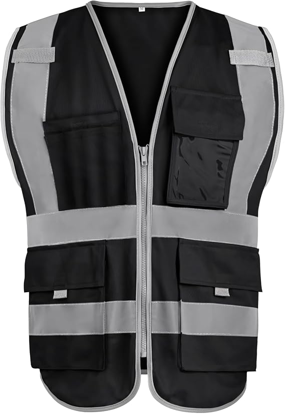 GOGO 9-Pocket High-Visibility Zipper Front Safety Vest With Reflective
