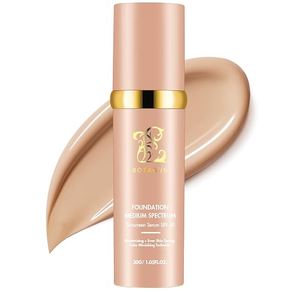 Color Changing Foundation,Foundation 4 in 1-Medium Spectrum Cosmetics Foundation Liquid with SPF 50+, Concealer Cosmetic Lightweight Makeup, Longwearing & Waterproof for Makeup Medium,1 pack