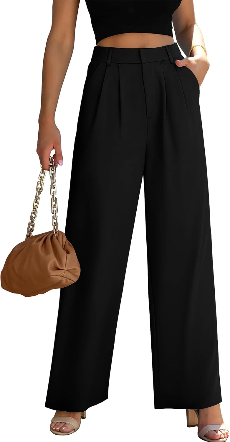 Womens Wide Leg Dress Pants High Waisted Business Casual Trousers Dressy Work Office Pants with Pockets