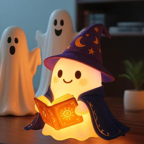 Ghost-shaped Reading Lamp, Halloween Decoration, 15 cm, Night Light with Ghost, 3D LED Night Light for Halloween, Carnival, Carnival and Theme Parties, Halloween [Energy Class F]