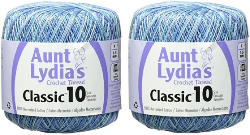 Aunt Lydias Crochet Thread - Variegated - Size 10 - 2-Pack Ocean