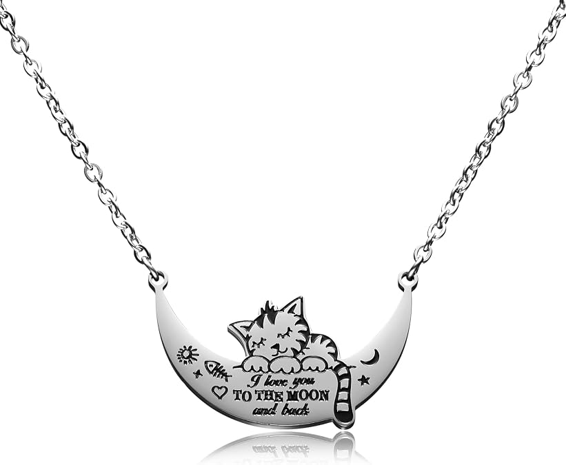 VIMIEW Matching Pet Necklaces Love You To The Moon Pendant 2 BFF Jewelry