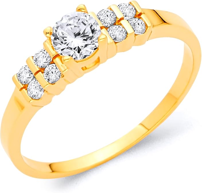 The World Jewelry Center 14k Yellow Gold SOLID Wedding Engagement Ring