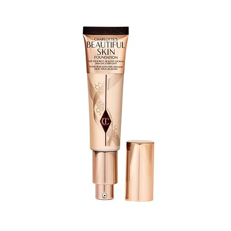 Charlotte Tilbury Beautiful Skin Medium Coverage Hydrating Foundation - Buildable Liquid Makeup for Instant Glow, Plumping Hydration & Lasting Skincare Benefits