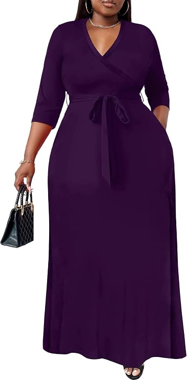 Nmoder Plus Size Maxi Dresses for Curvy Women -Summer Casual Long Fit Dress