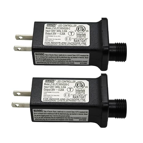 2 Pcs 8 Mode Light LED Transformer 30V LED Controller Class 2 Power Supply,Transformer US Plug Adapter Replacement for String Light, not Fit 8 Mode with Control Box and 1 Mode String Light