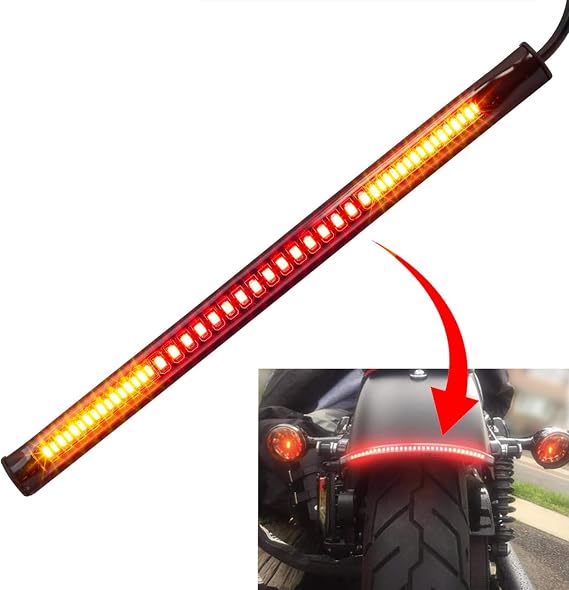 Eagle Lights LED Auxiliary Tail Light Upgrade Kit with Integrated Turn Signals Compatible with All Motorcycle Models, Red Brake Light, Amber Turn Signal