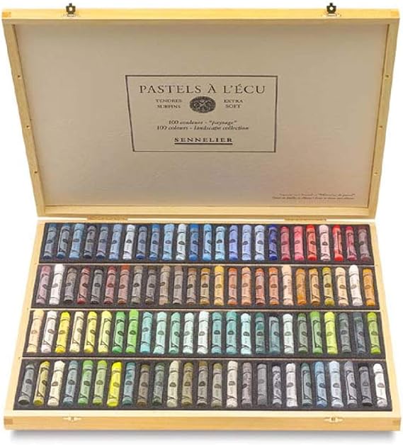 SENNELIER Extra-Soft French Pastel Full Stick for Professional Landscape Artists Wooden Box Set, 100-Colors