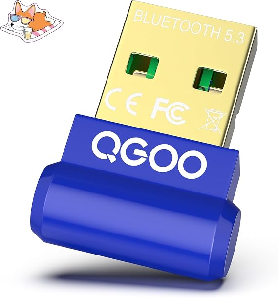 USB Bluetooth Adapter for PC - QGOO Bluetooth Dongle 5.3 EDR, Wireless Receiver for Desktop Computer Laptop Windows 8.1/10/11(blue-056)